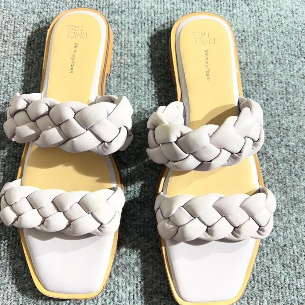 Time and Tru Womens‎ Braided Slide Sandals Lavender Purple Memory Foam Size 9